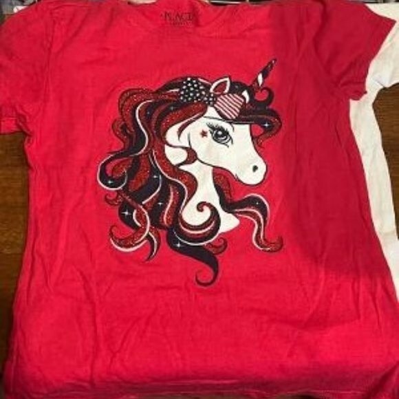 NWT GIRL'S SZ 6 2 UNICORN SHIRTS/ONE WHITE JEAN SKIRT OUTFIT THE CHILDRENS PLACE - Picture 4 of 7